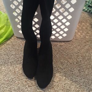 French Blu wedge knee high suede boots size 39